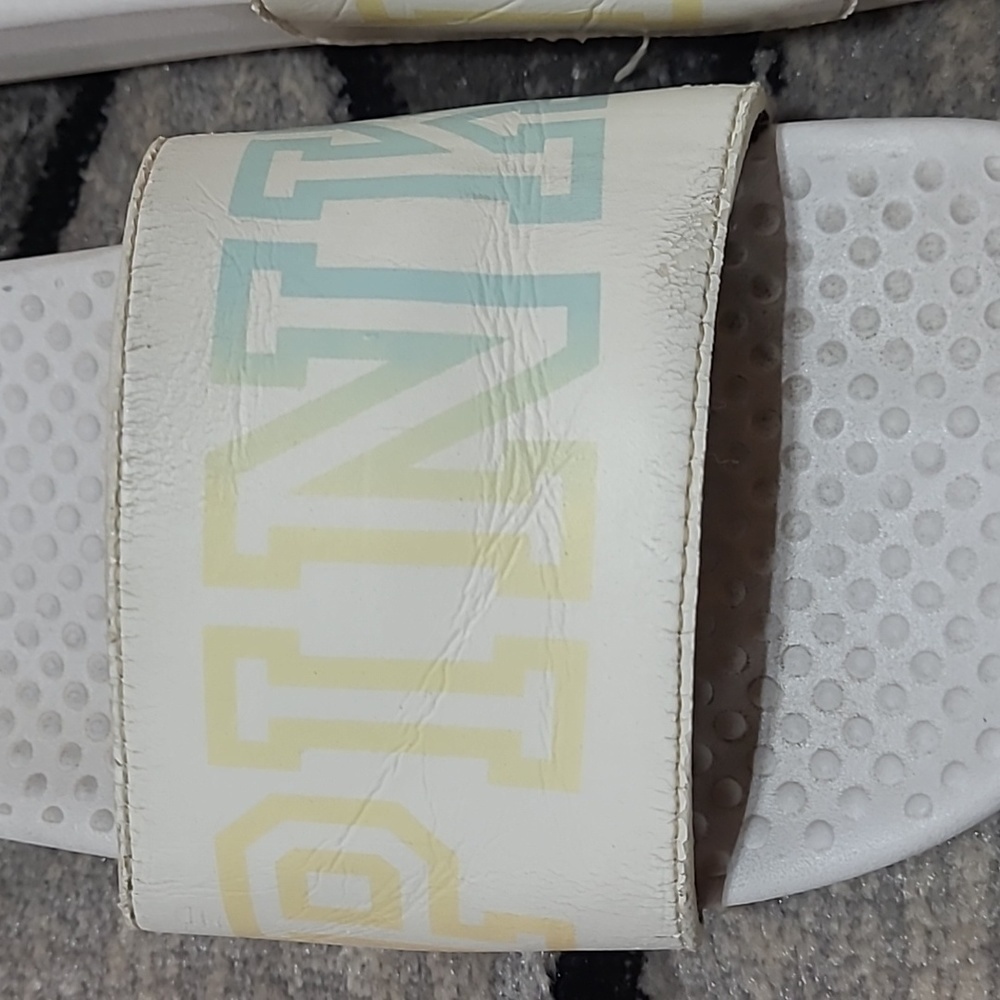 VS PINK WHITE OMBRE LOGO STRAP SLIDES SANDALS - Picture 7 of 9